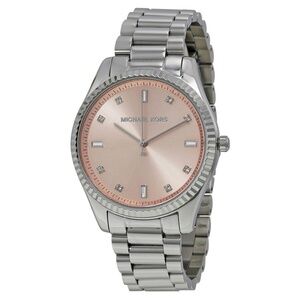 Michael Kore Slim Runway Light Pink Dial Stainless Steel Bracelet Watch MK3239